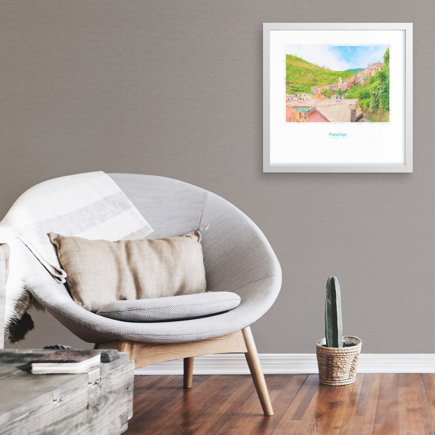 Framed print showing a view of cliffside village Manarola - large series