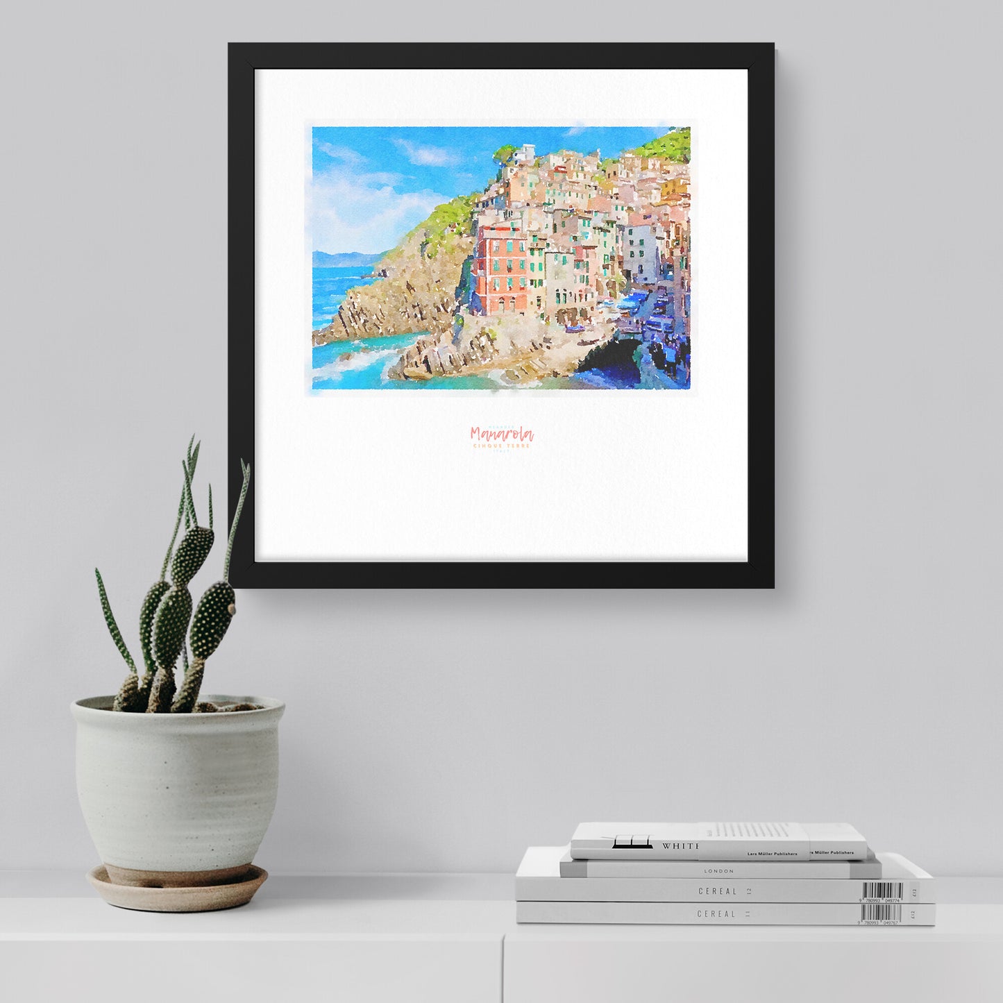 Framed print showing a view of cliffside village Manarola - large series