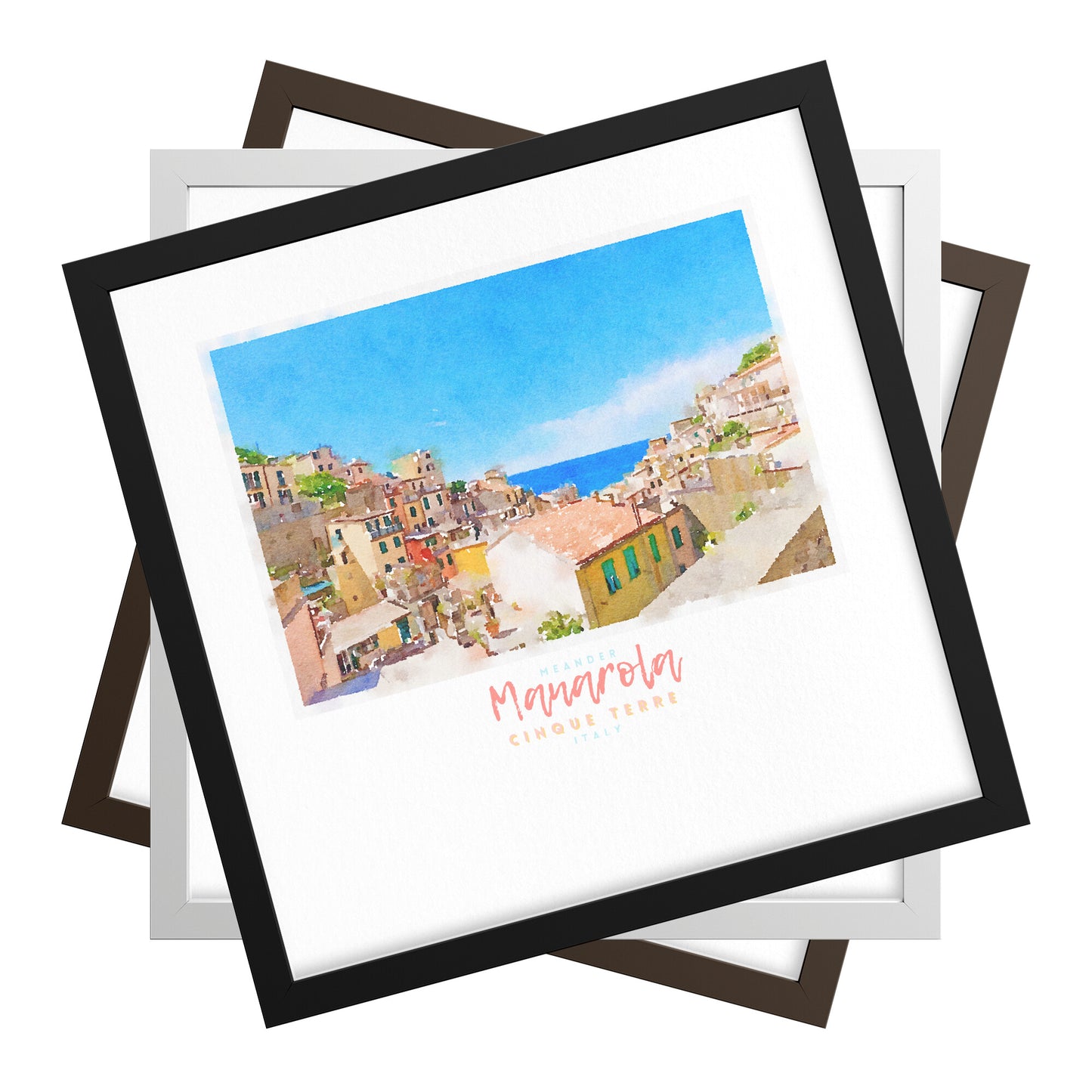 Framed print showing a view of cliffside village Manarola - large series