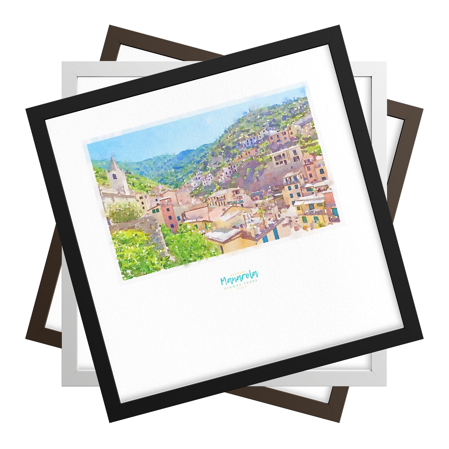 Framed print showing a view of cliffside village Manarola - large series