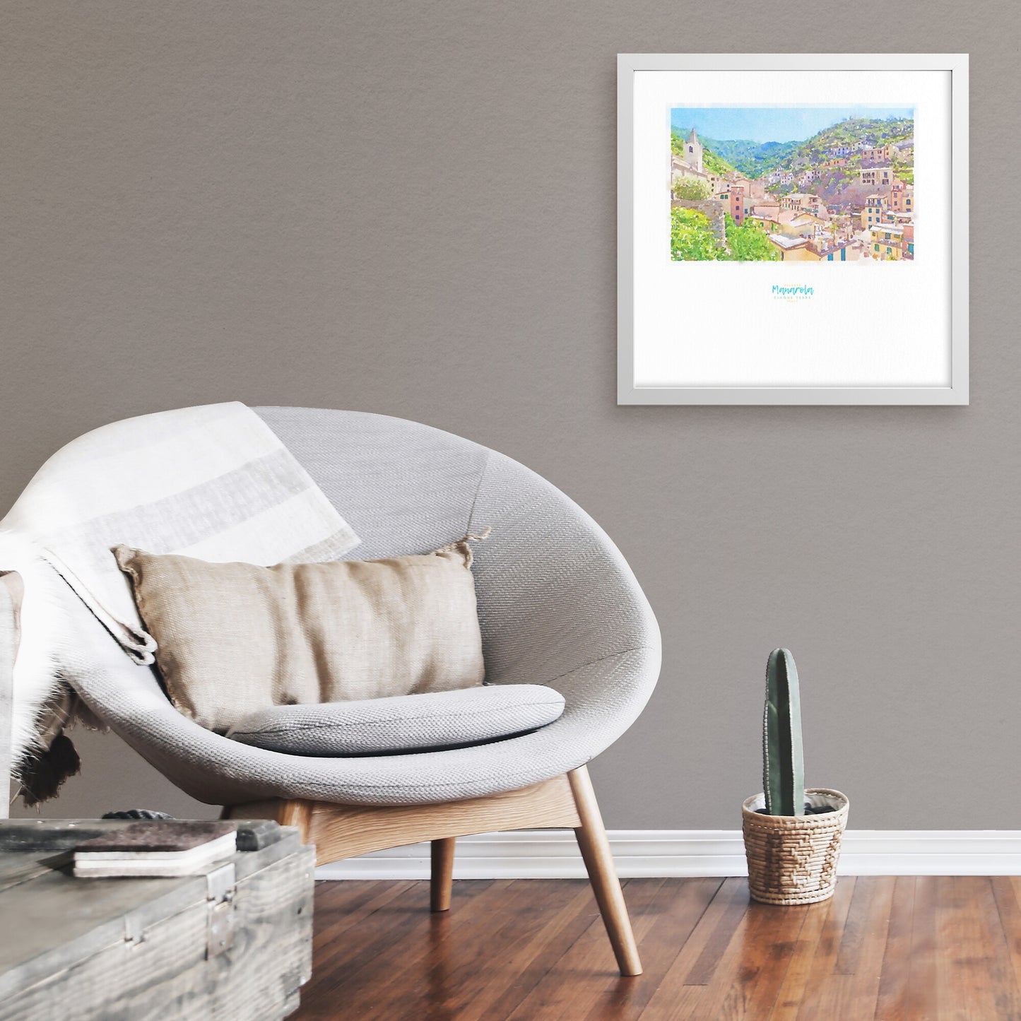 Framed print showing a view of cliffside village Manarola - large series