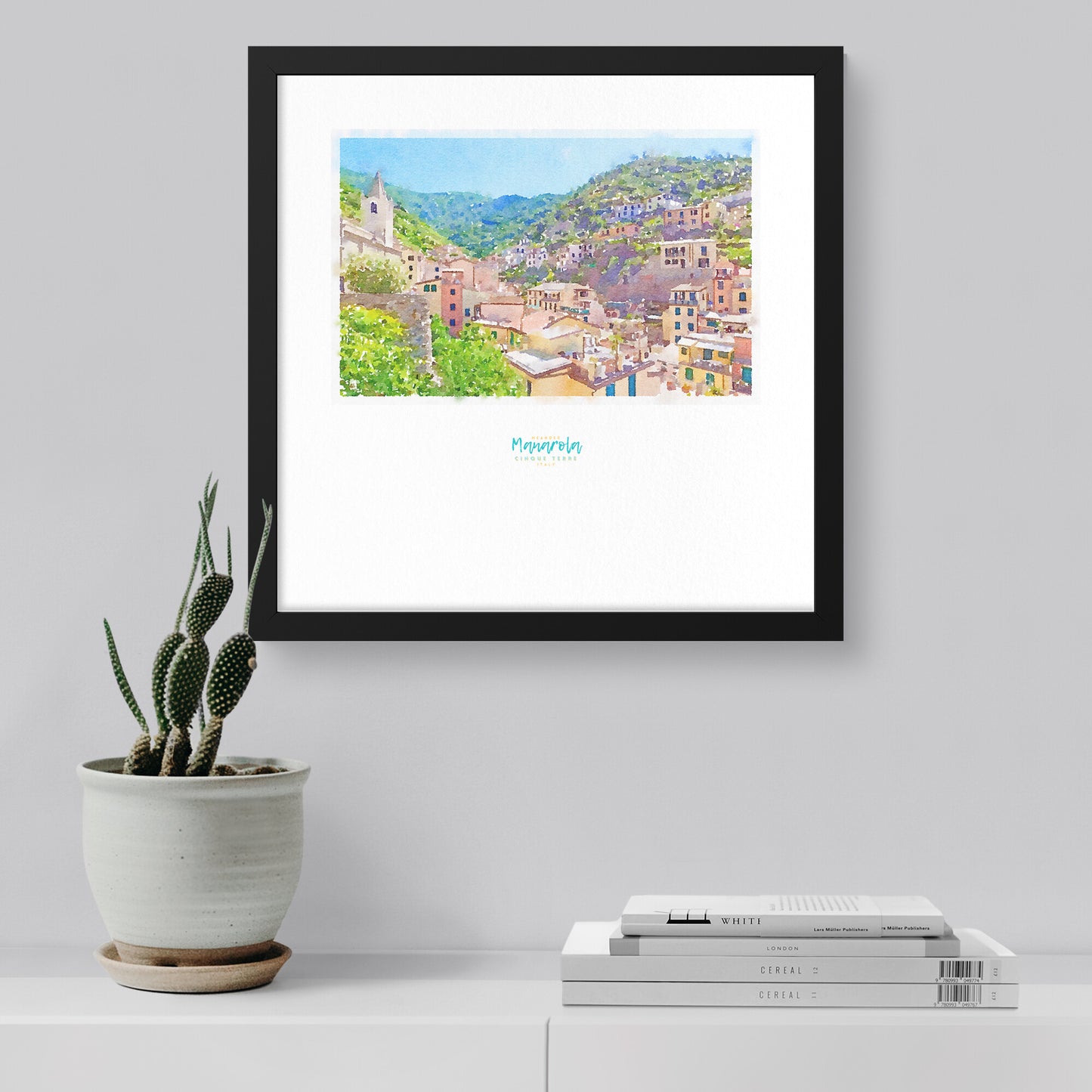 Framed print showing a view of cliffside village Manarola - large series