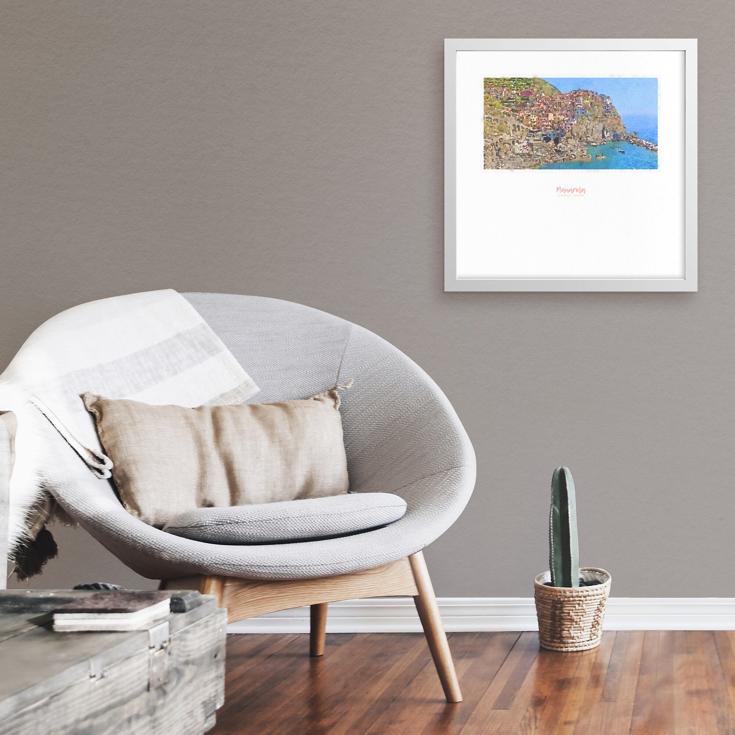 Framed print showing a view of cliffside village Manarola - large series