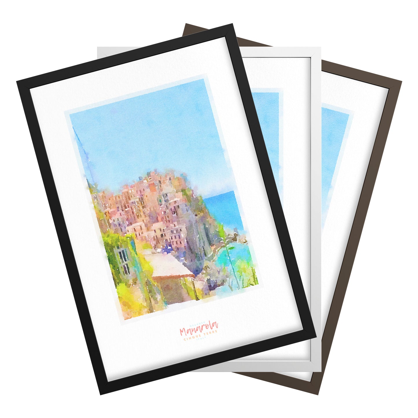 Framed print showing a view of cliffside village Manarola - large series