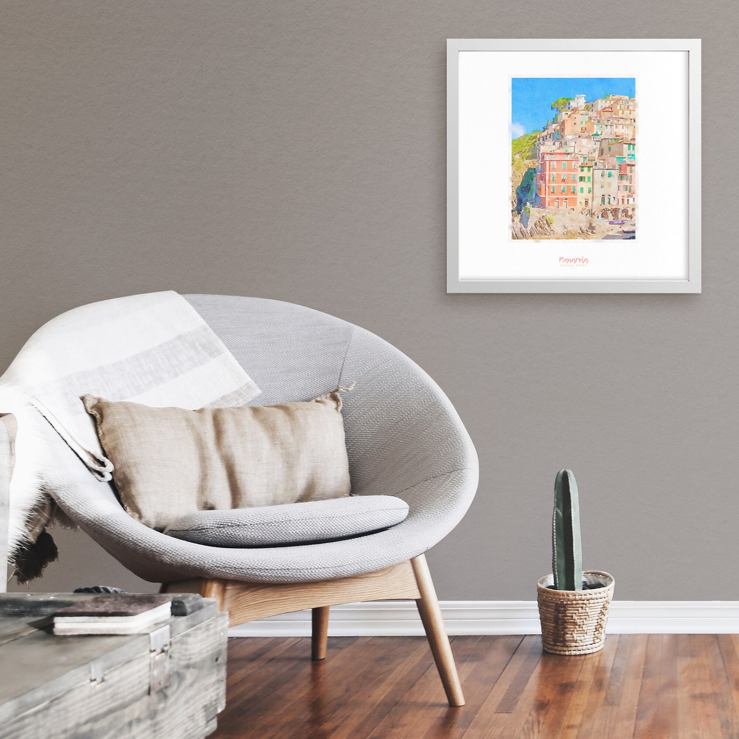 Framed print showing a view of cliffside village Manarola - large series