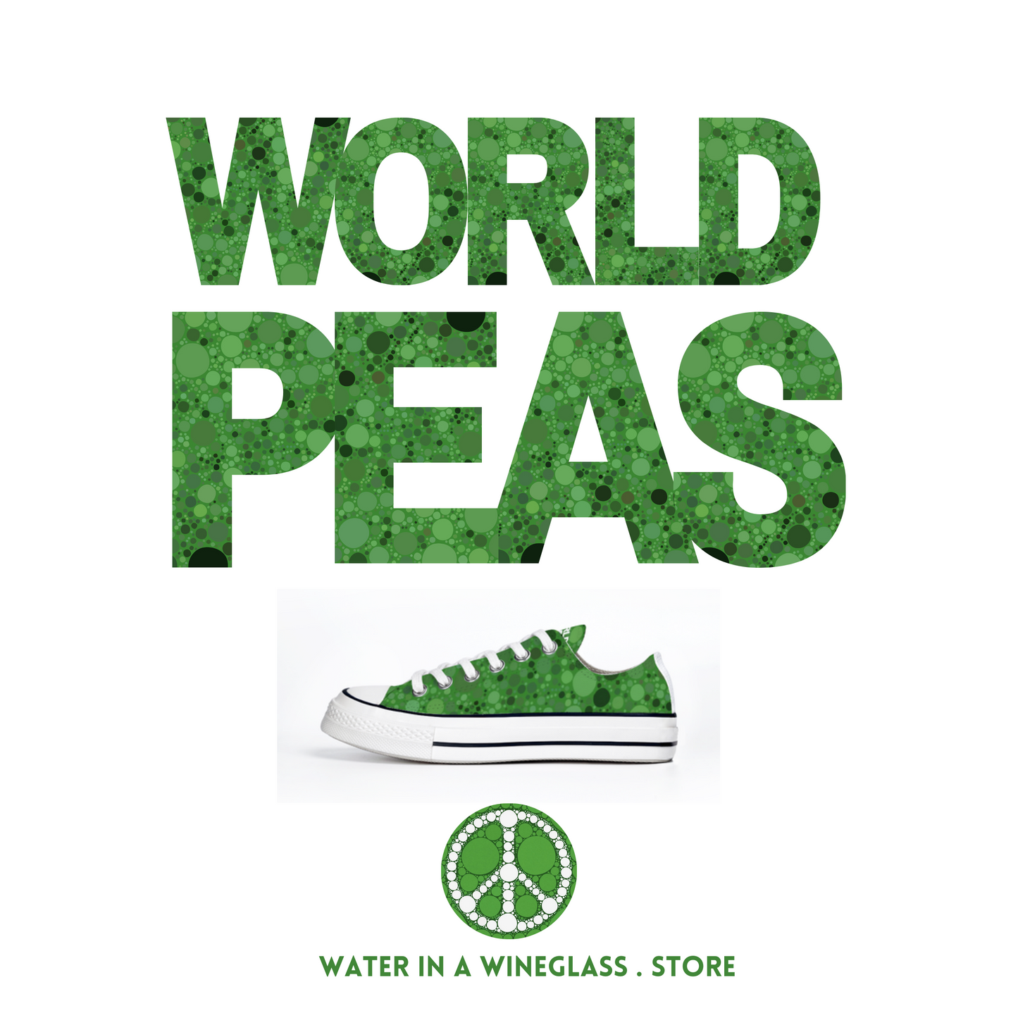 Promo Cool sneakers with a pun - World Peas instead of World Peace