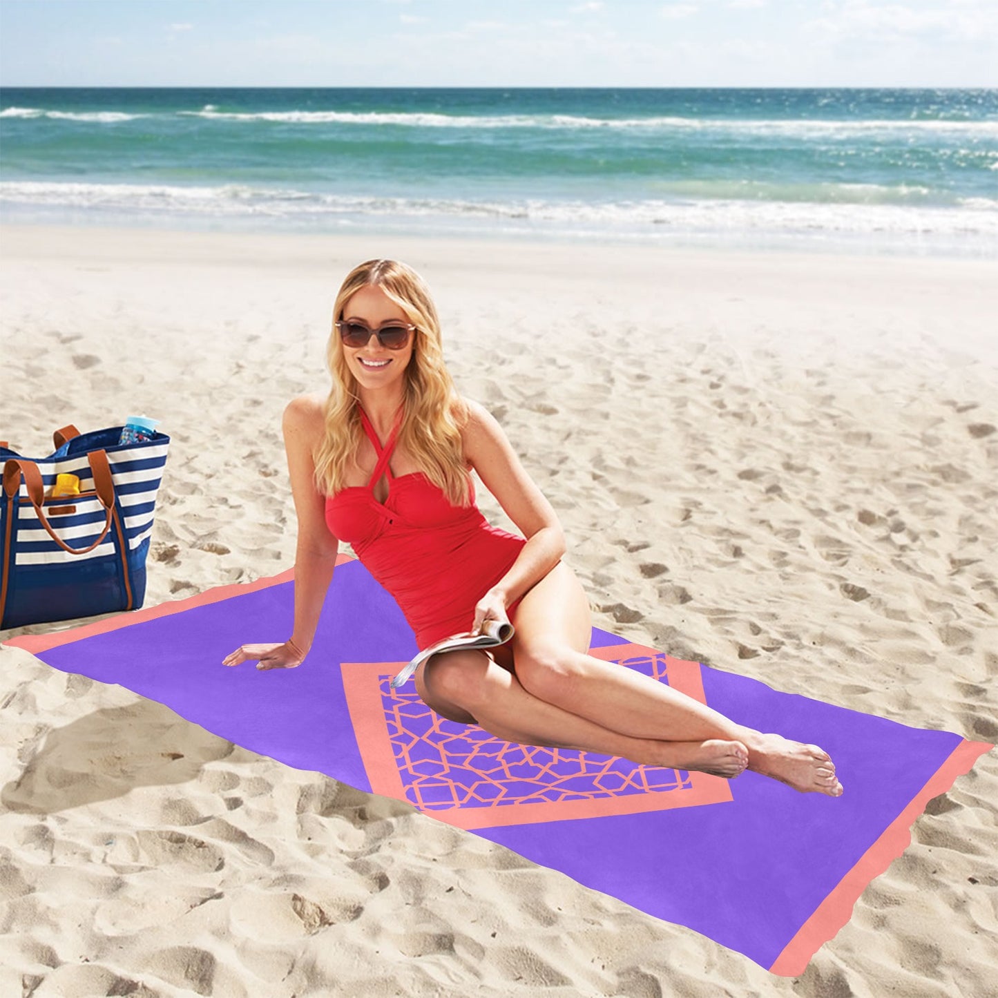 SANDBAR Beach Towel Suede CORDOBA Jacaranda Coral Shakeoff