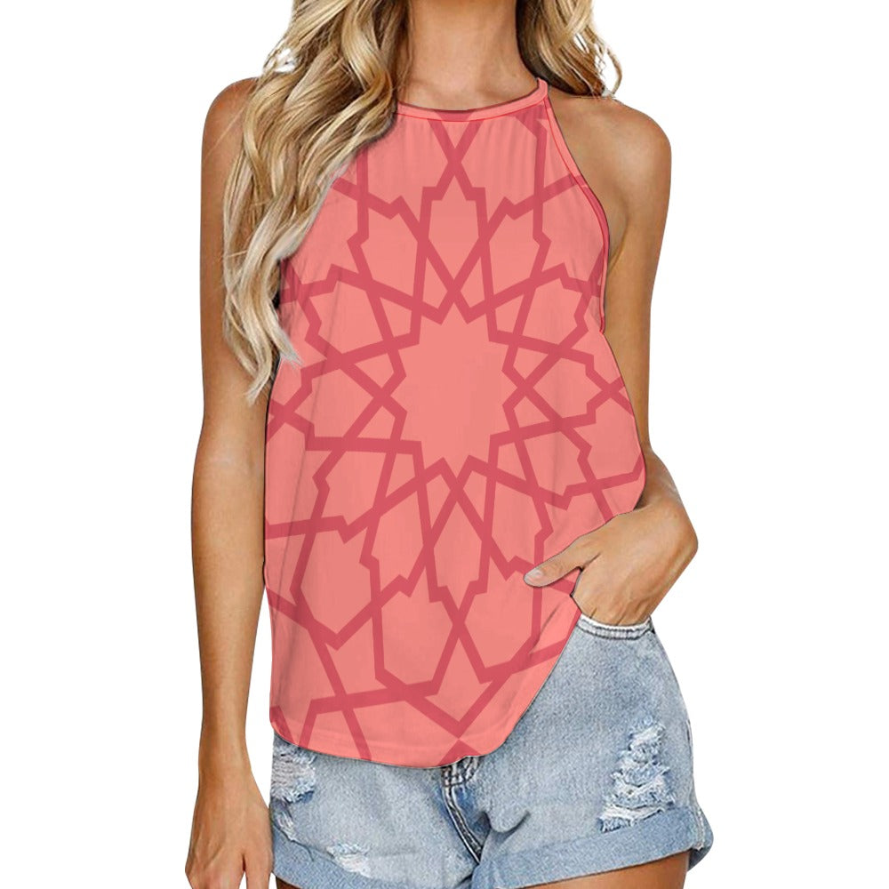 SANDBAR Hi Neck Singlet Top CORDOBA Coral Vieira S-5XL