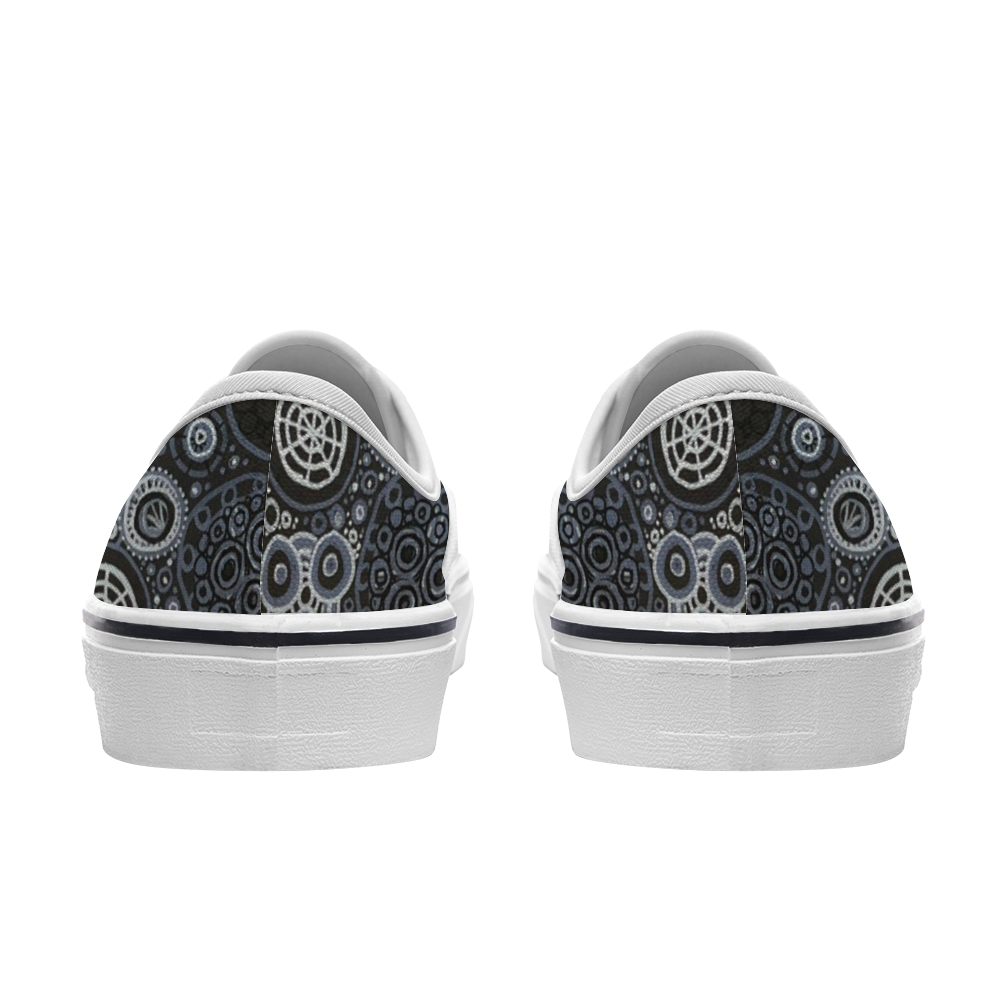 Back Sneakers with intricately decorated design all-over in greys and blacks