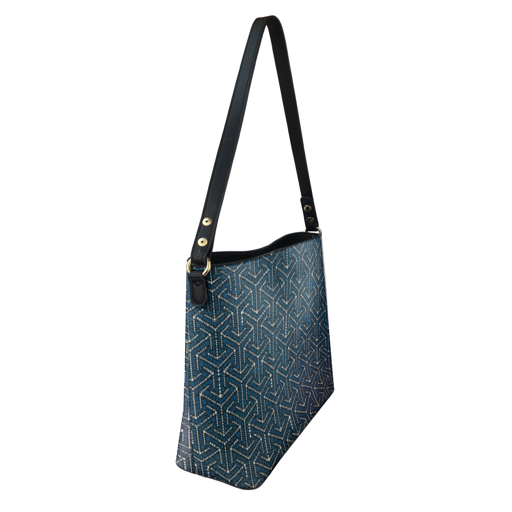 Shoulder bag with repeating interlocking Y shape