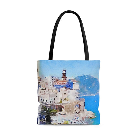 Big tote bag printed with Italian scenes