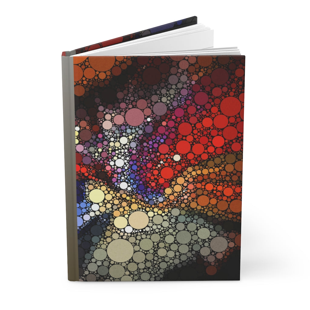 Hardback notebook with explosive dot pattern on cover