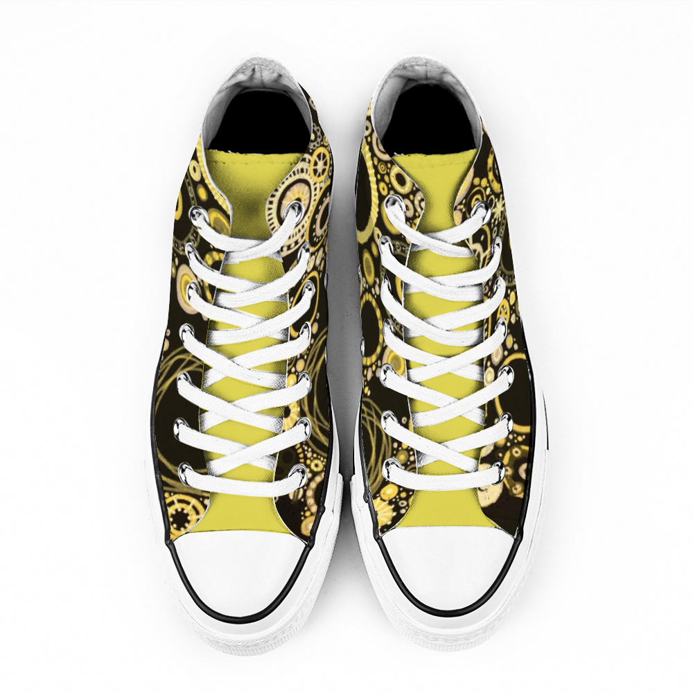 Gymboots Sneakers with sunshine and bumblebee tones with a yellow tongue