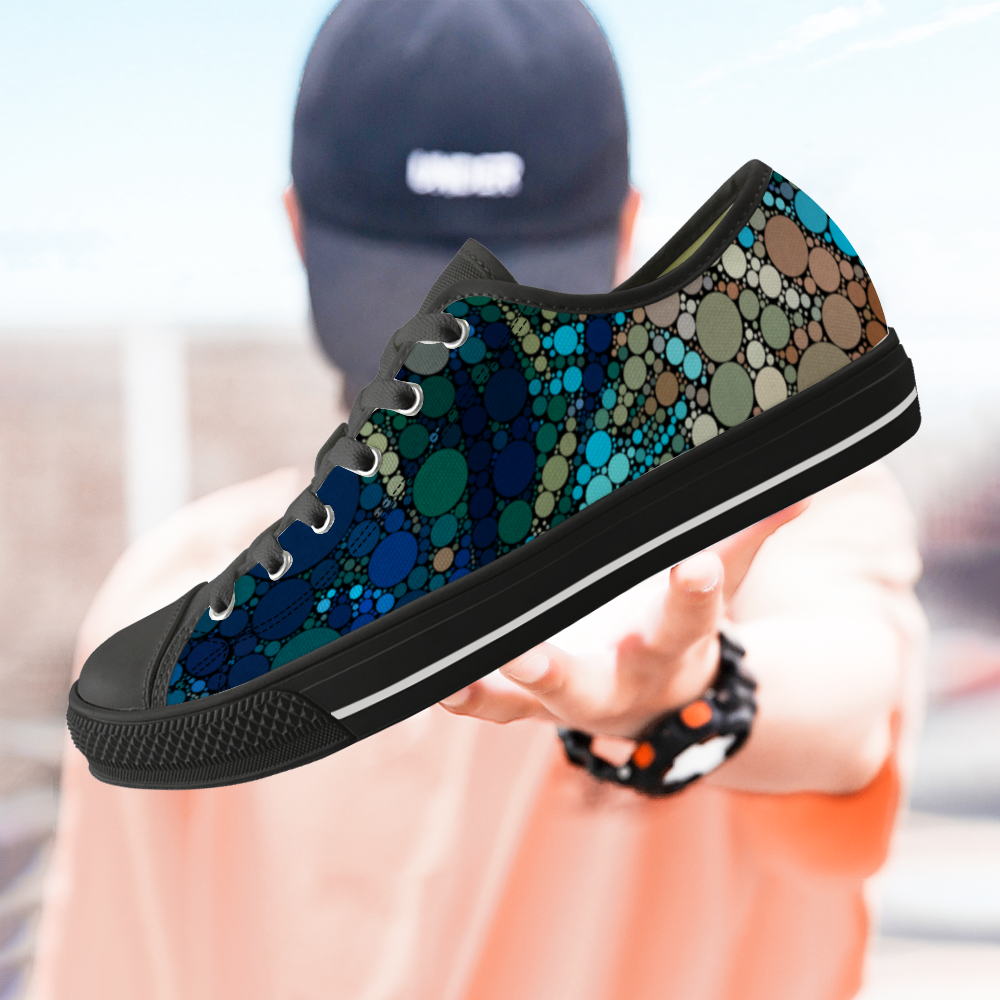 Sneakers with a dot pattern inspired by Vincent Van Gogh, with model