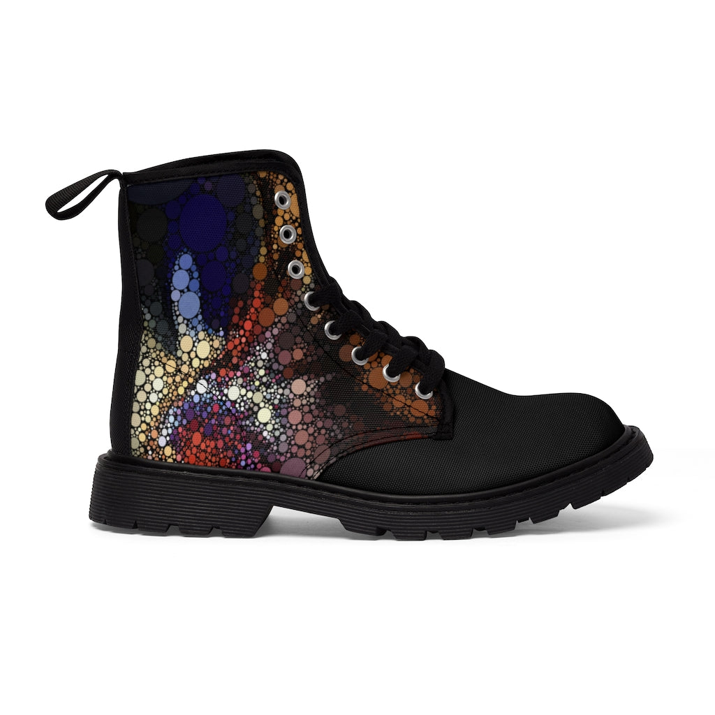 Festival boots with explosive dot pattern over sides and back