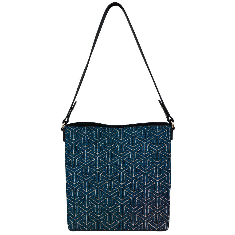 Shoulder bag with repeating interlocking Y shape