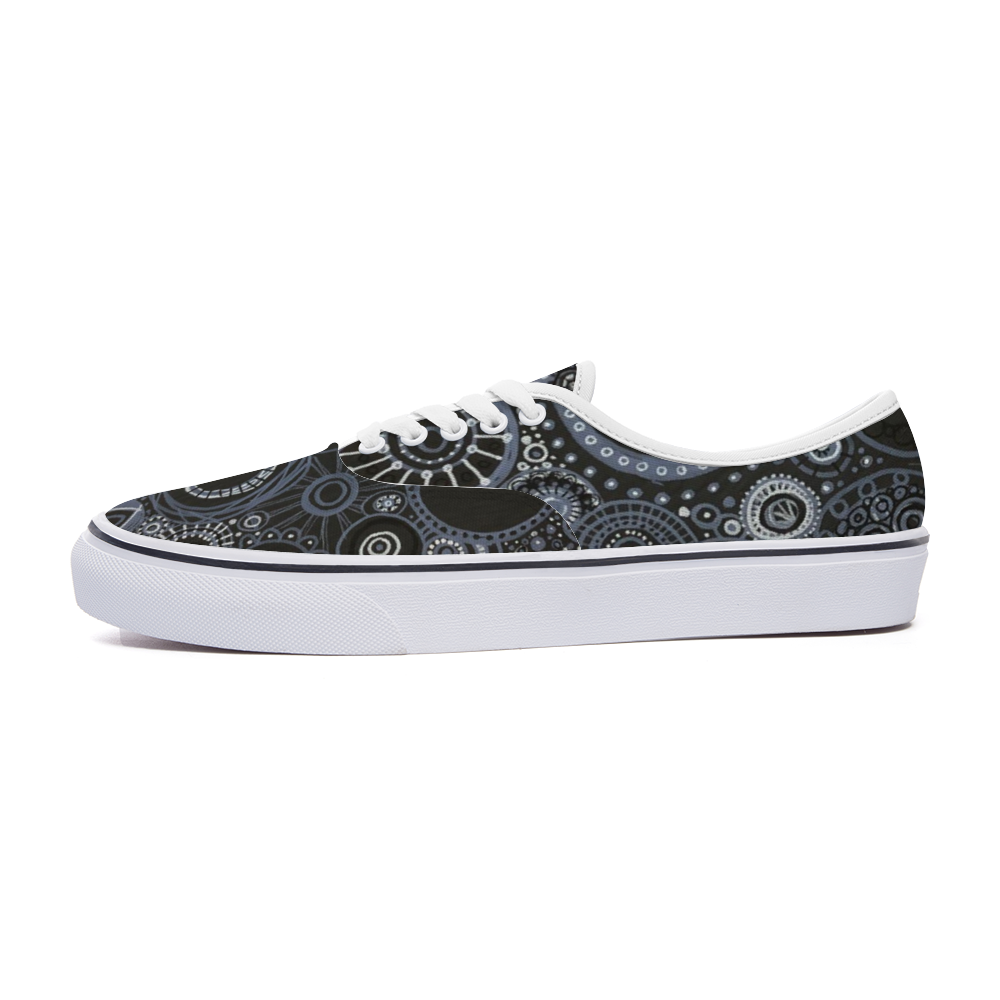 Sneakers with intricately decorated design all-over in greys and blacks