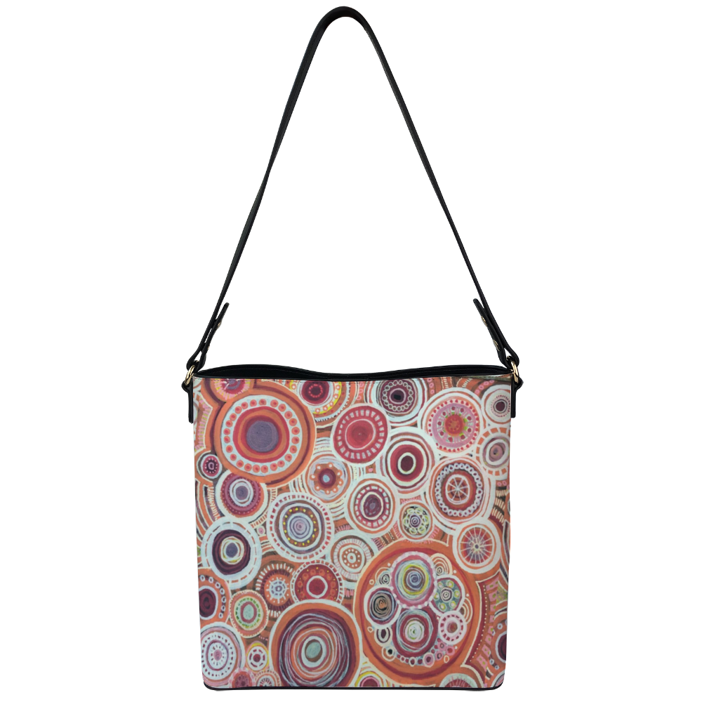 Shoulder bag with intricate melon beige colour scheme