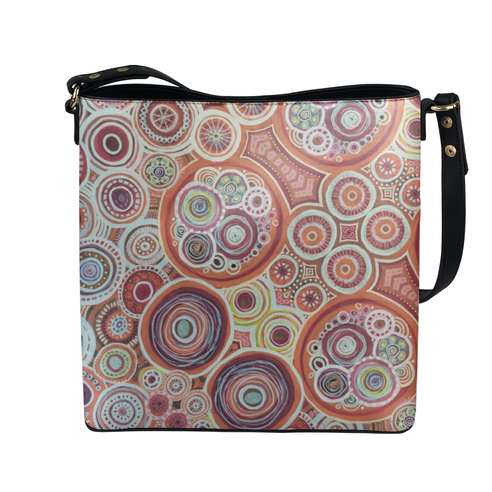 Shoulder bag with intricate melon beige colour scheme