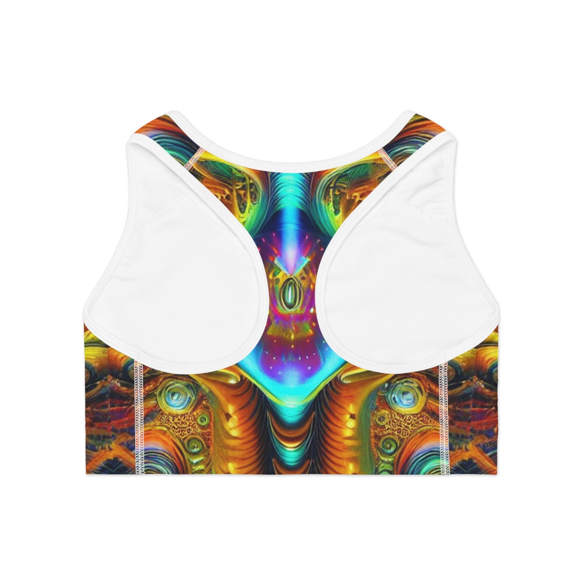 Cosmic psychodelic pattern on exercise bra