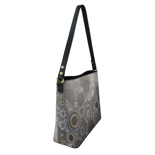 Shoulder bag with intricate monotone pattern