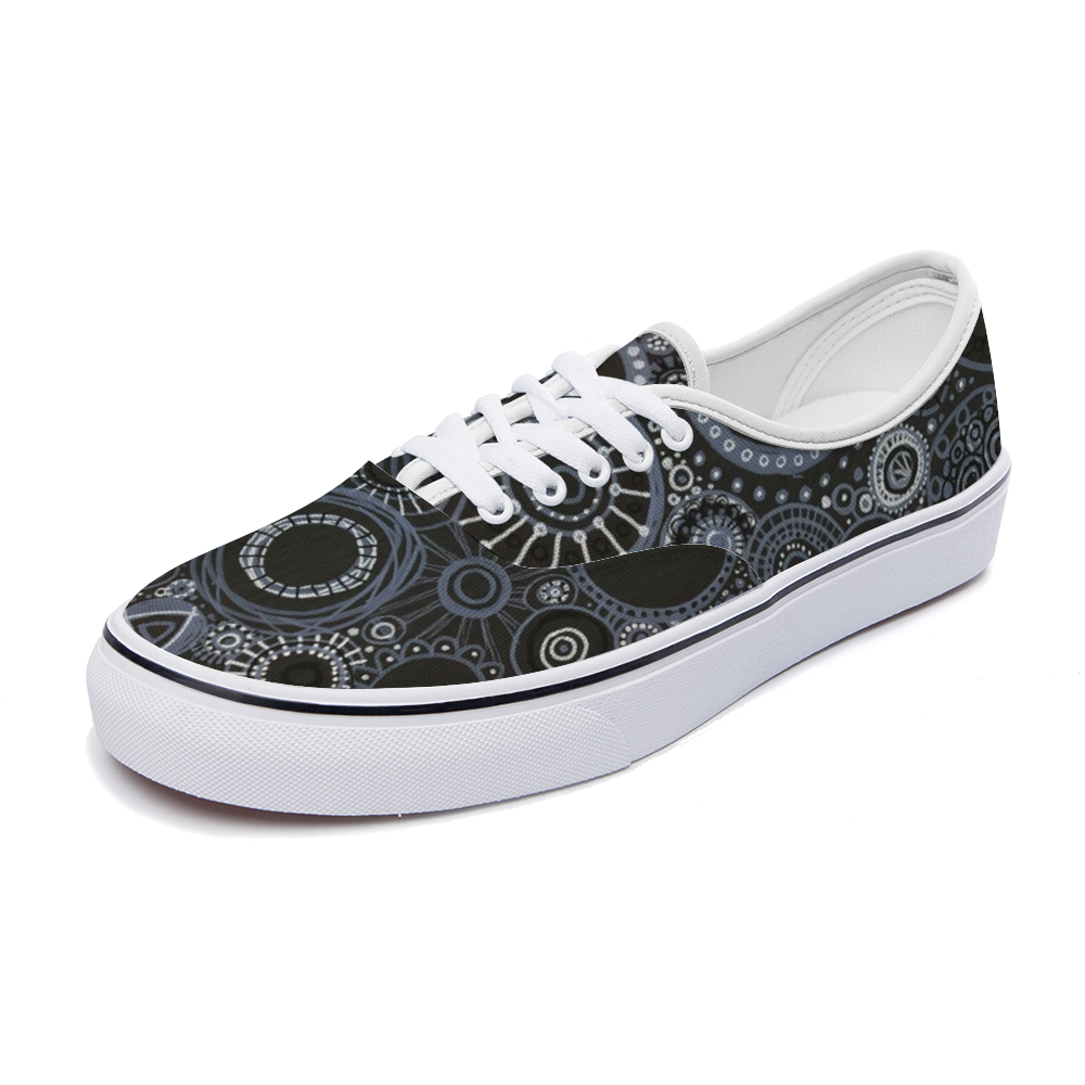 Sneakers with intricately decorated design all-over in greys and blacks