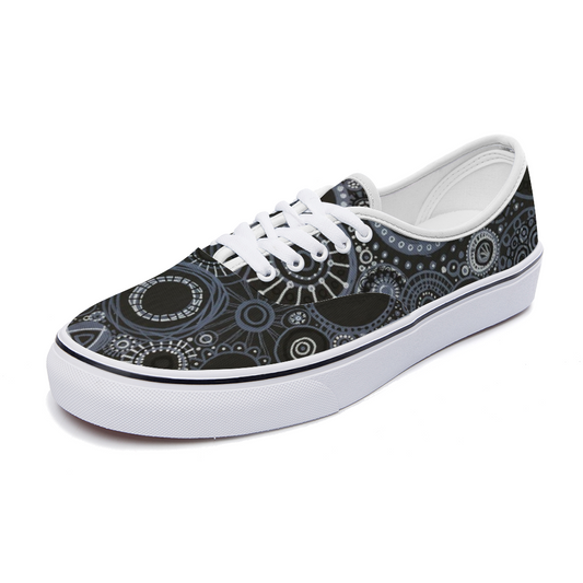 Sneakers with intricately decorated design all-over in greys and blacks