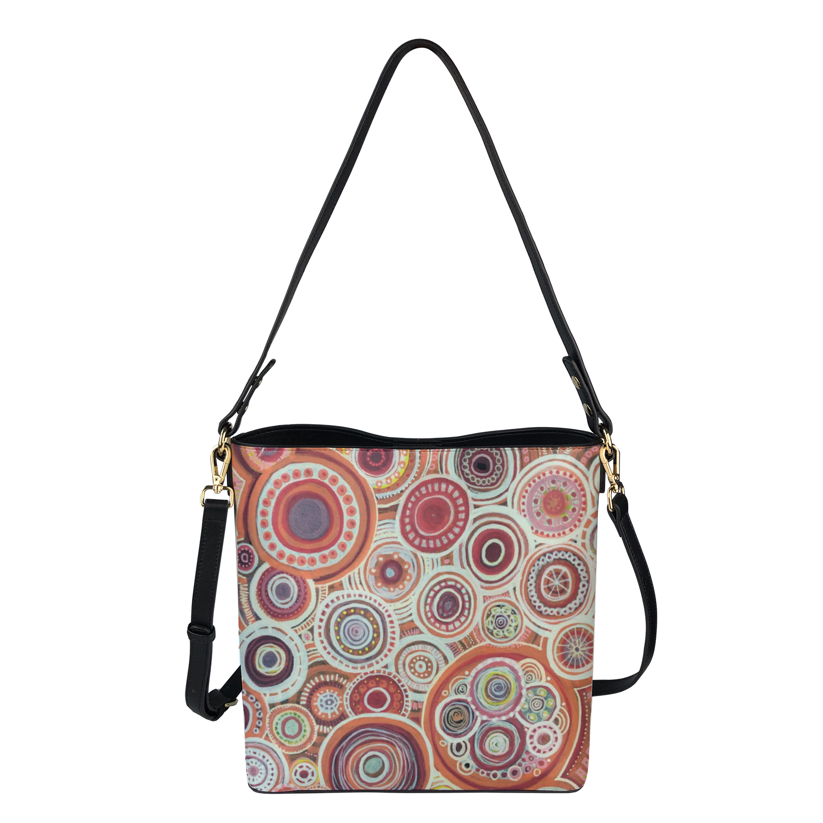 Shoulder bag with intricate melon beige colour scheme