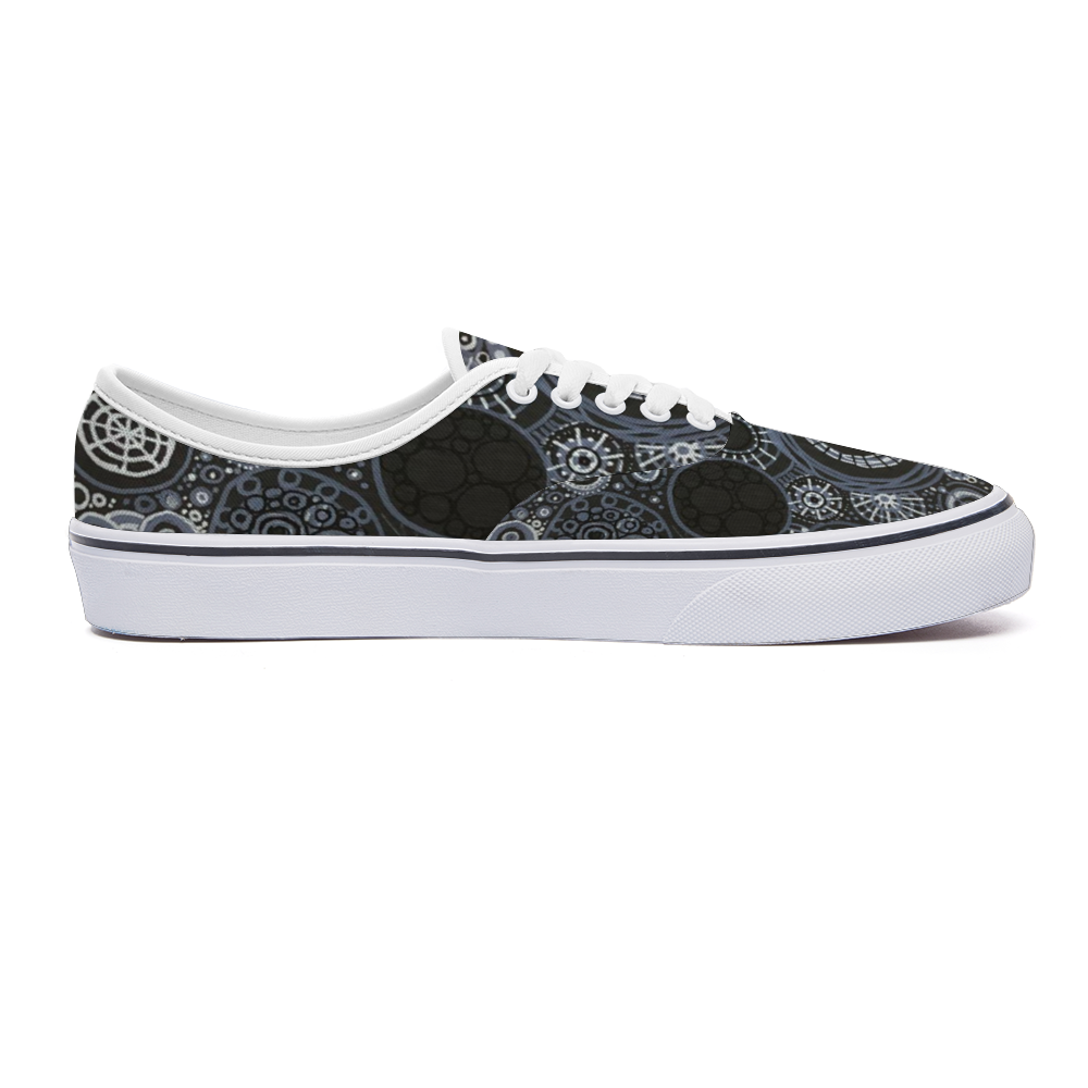 Sneakers with intricately decorated design all-over in greys and blacks