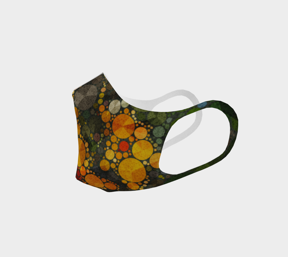 Mask with petal pattern of facets of gold yellow and greene