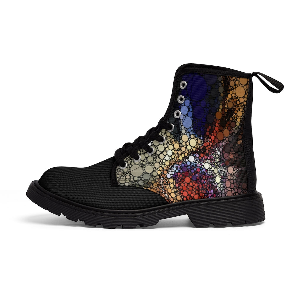 Festival boots with explosive dot pattern over sides and back