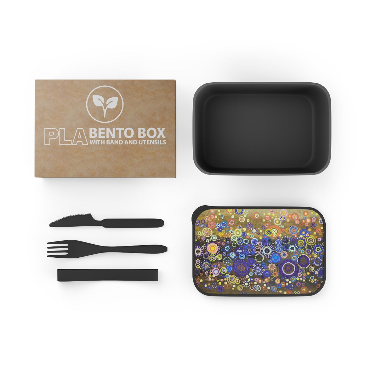 Bento lunch box with detailed joyous artwork on lid