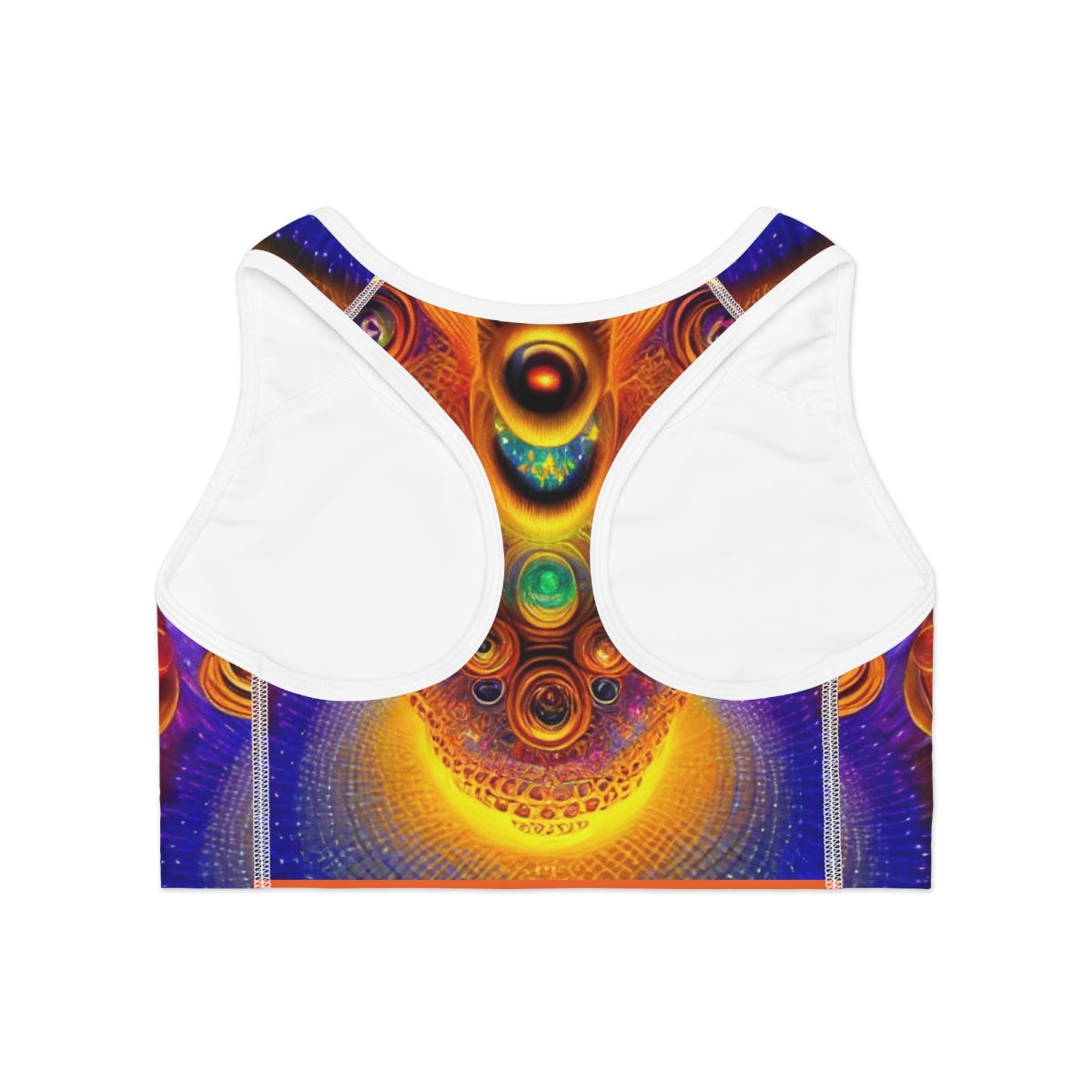 Cosmic psychodelic pattern on exercise bra