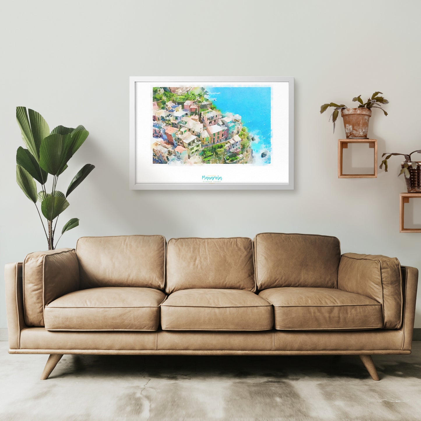Framed print showing a view of cliffside village Manarola - large series 