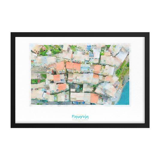 Framed print showing a view of cliffside village Manarola - large series 