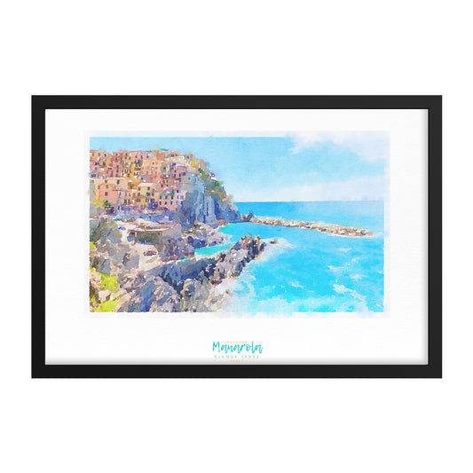 FRAMED PRINT Cinque Terre MANAROLA 14 Italy