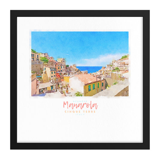 Framed print showing a view of cliffside village Manarola - large series 