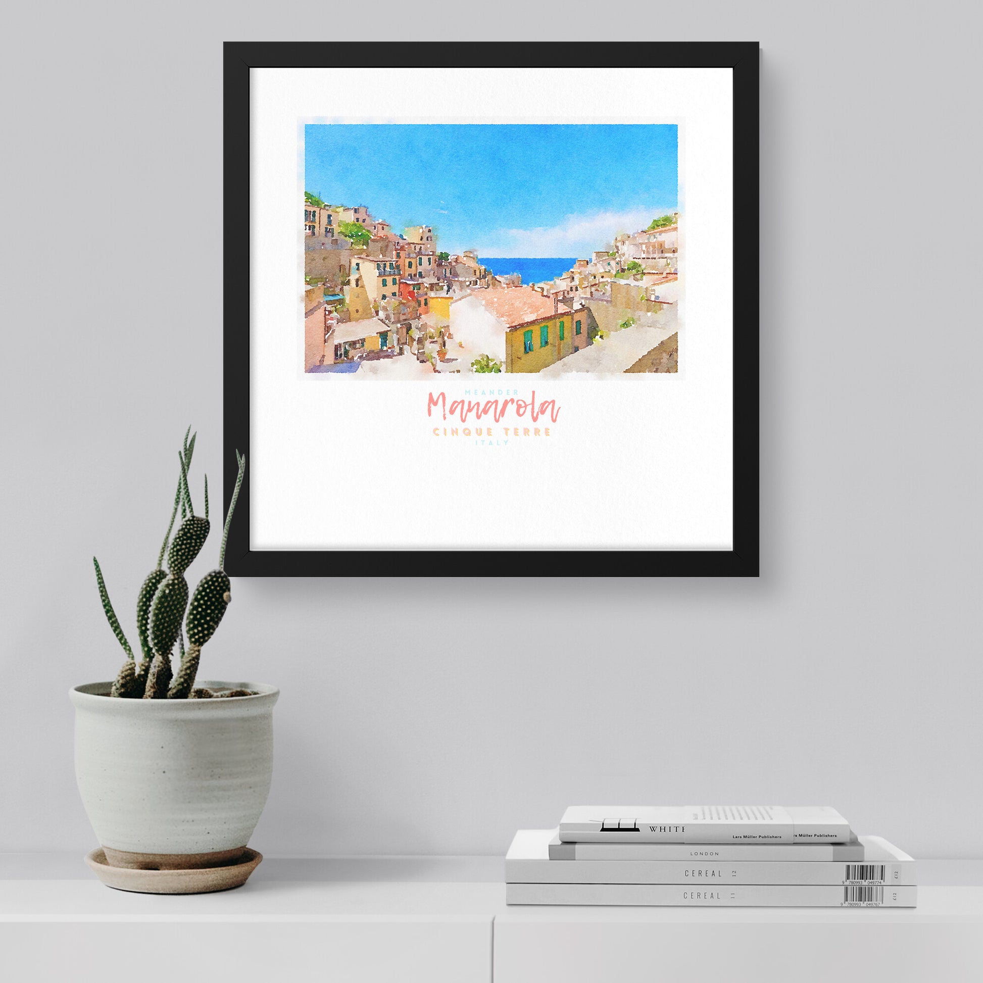 Framed print showing a view of cliffside village Manarola - large series 