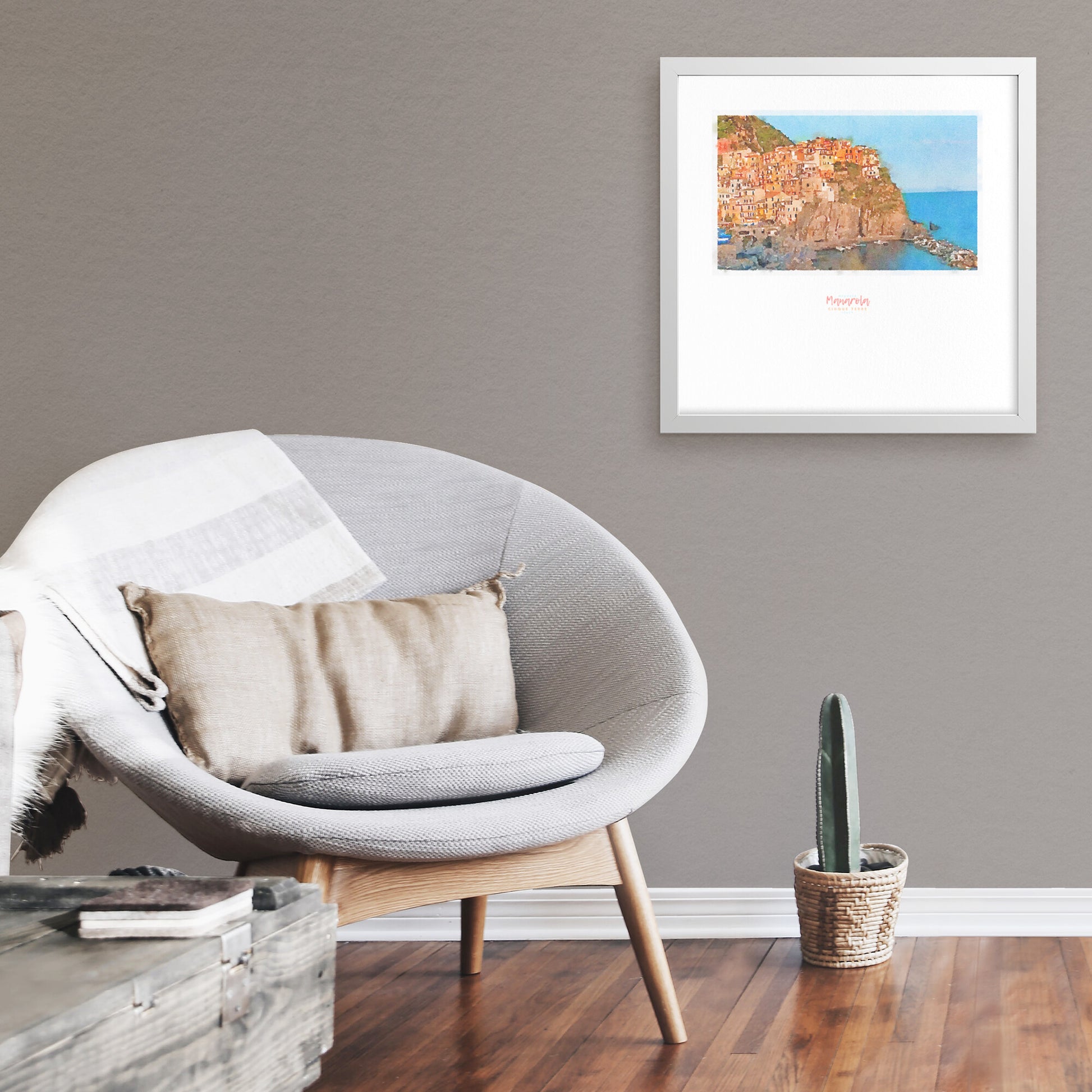 Framed print showing a view of cliffside village Manarola - large series 