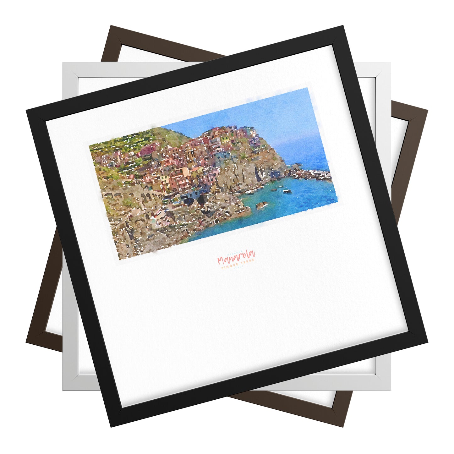 Framed print showing a view of cliffside village Manarola - large series 
