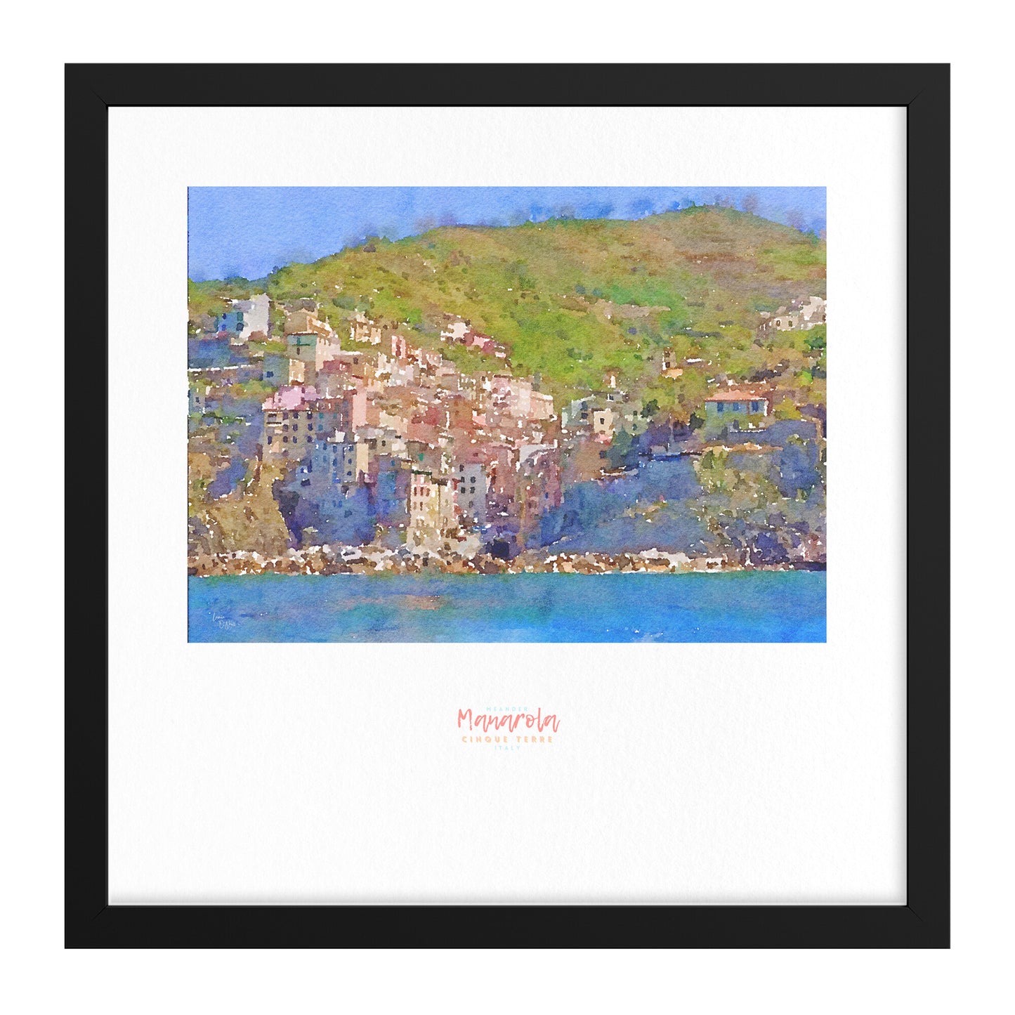 Framed print showing a view of cliffside village Manarola - large series 