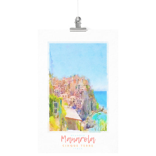 Poster with view of cliffside village Manarola 