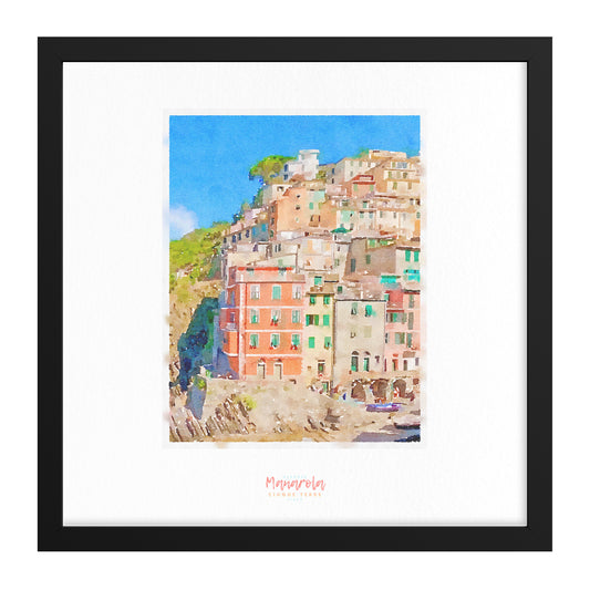 Framed print showing a view of cliffside village Manarola - large series 