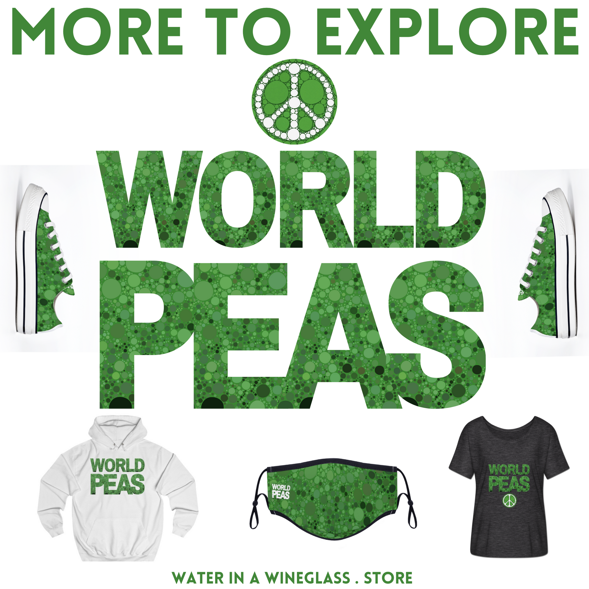 Promo Cool sneakers with a pun - World Peas instead of World Peace