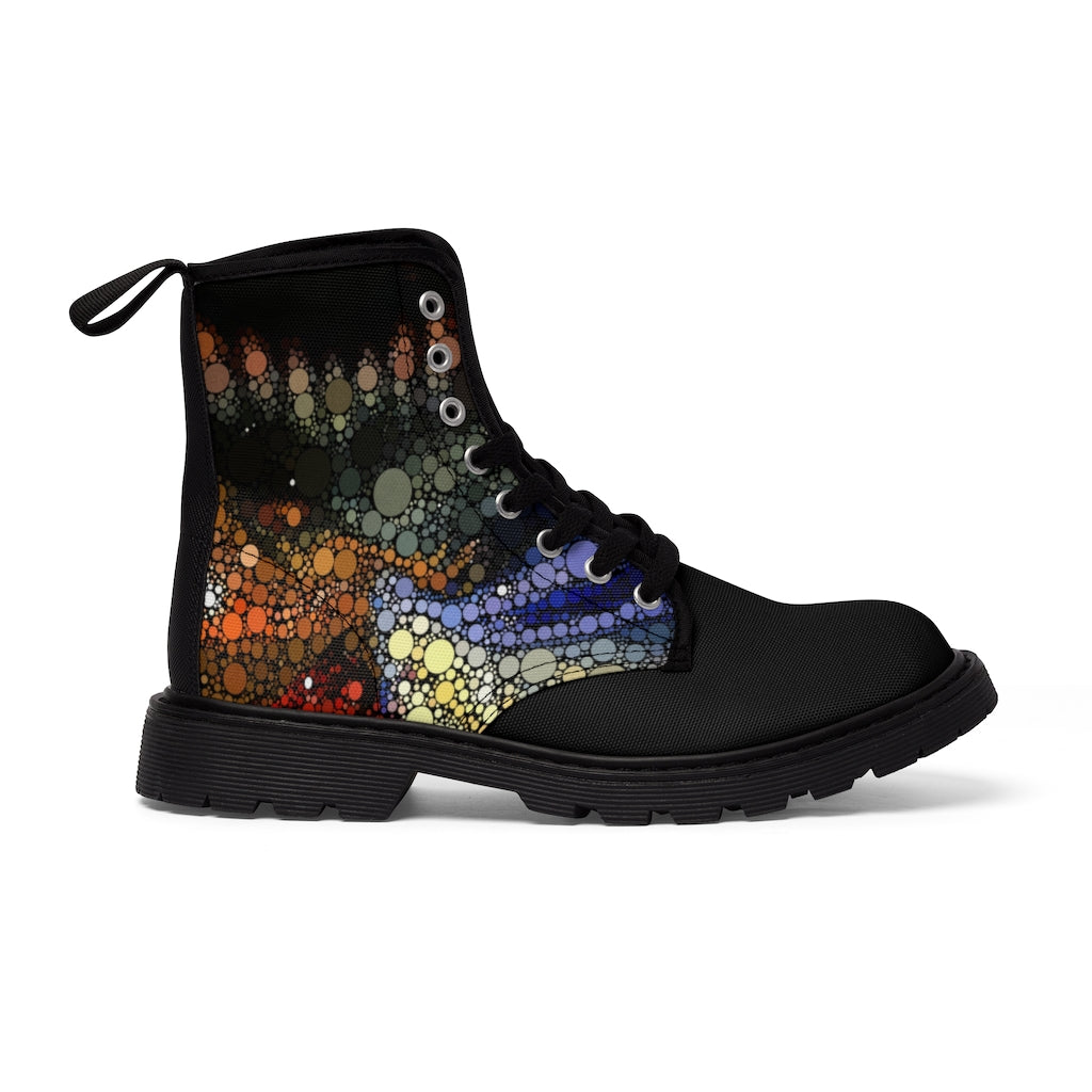 Festival boots with explosive dot pattern sides and black toe