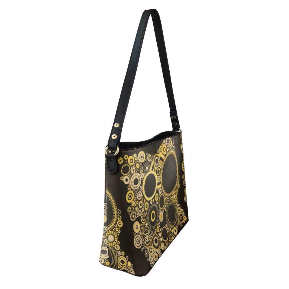 Shoulder bag with yellow on black bumblebee colour scheme