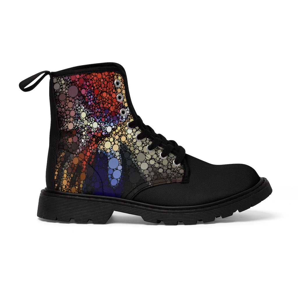 Festival boots with explosive dot pattern over sides and back