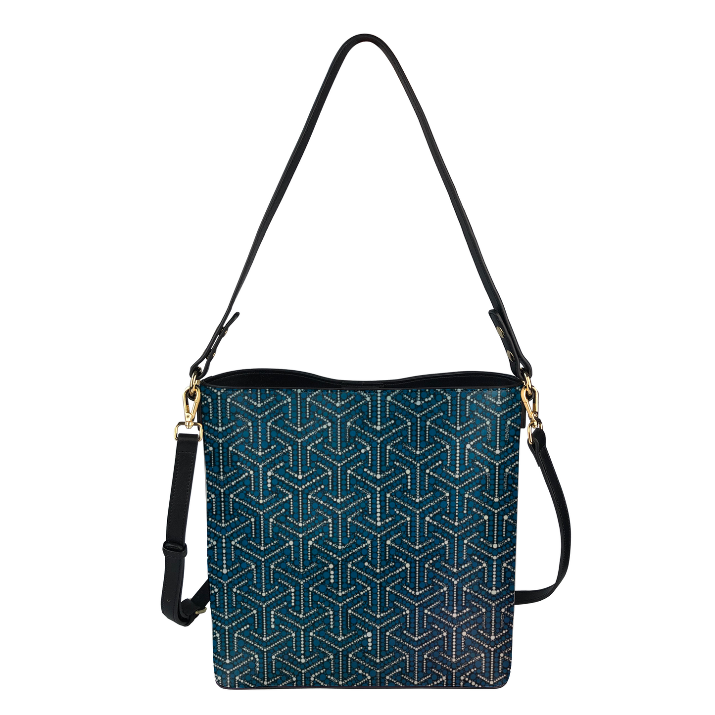 Shoulder bag with repeating interlocking Y shape