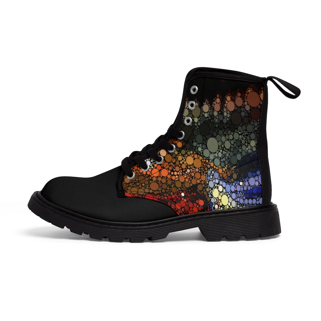 Festival boots with explosive dot pattern sides and black toe