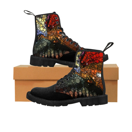 Festival boots with explosive dot pattern sides and black toe